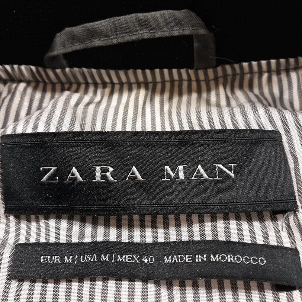 Zara Man Puffer Vest Mens Medium Outdoor Gray Lined Spring Fall Full Zip